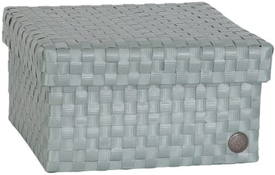 Opbergbox lichtgroen/eucalyptus met deksel – stevige kunststof mand – decoratieve opbergdoos voor woonkamer, slaapkamer en kantoor - Handed By Cube Basket large