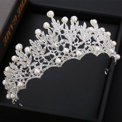 Bruids Zilveren Grote Kroon Nieuwe Bruiloft Haaraccessoires Bruidsjurk Accessoires Europese Verjaardag Tiara Kroon white