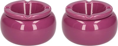 2x stuks Ronde paarse storm asbak 11 cm - Asbakken - Stormasbakken