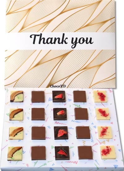 Bedankt chocolade - Thank you chocolate gift - Dag van de zorg Chocoladecadeau - Fairtrade - Secretaressedag Brievenbuspakket - Handgemaakte kado - Natuurvriendelijke geschenkdoos