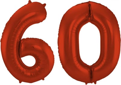 Folat Verjaardag Leeftijd folieballon - 60 jaar - rood - 86 cm - cijferballon groot