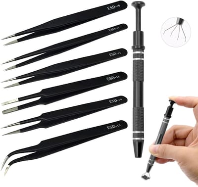 Cosensi - Precisietangen Set - Anti-Statica - Ideaal voor Elektronica en Hobby - Zwart - Voor Delicate Klussen - 7-delige Set