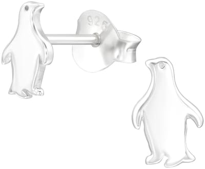 Joy|S - Zilveren pinguin oorbellen - 4 x 7 mm - zilver egaal - kinderoorbellen
