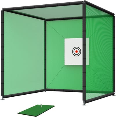 Golf Oefennet - Groot golfnet voor buiten - Golf afslagnet met stalen frame - Complete oefenset - 300x300x300 cm - Swing trainen - Tuin