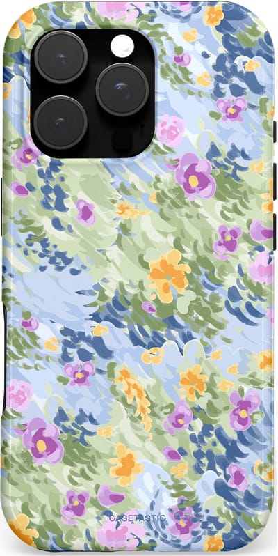 Casetastic hoesje geschikt voor Apple iPhone 16 Pro - MagSafe - Dubbellaagse bescherming - Vijver briesje - Fashion Case - Lichtgrijs Zand Saliegroen Lila
