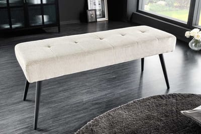 Design Bank BOUTIQUE 100cm beige corduroy zwarte metalen poten gestoffeerde bank - 45729