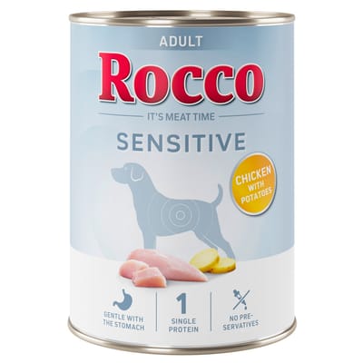 Voordeelpakket Rocco Sensitive 24 x 400 g Nieuwe receptuur – 24 x 400 g: Kip met Aardappelen