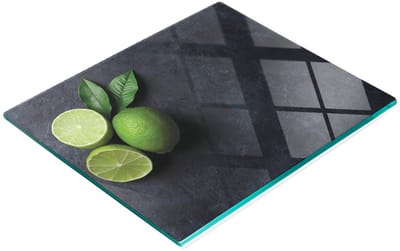 Glazen serveerplank met groene limoenprint, 60x52 cm