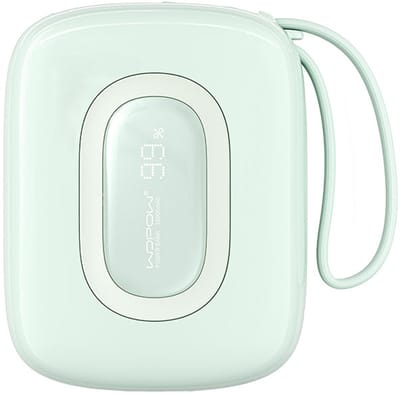 Wopow Powerbank met ingebouwde USB-C & Lightning Kabels, SQ63, 10.000mah, 22.5W, Groen, 6933185735709