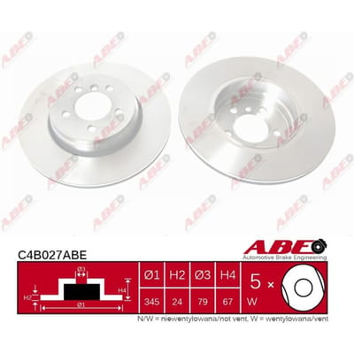 Remschijf ABE C4B027 achter, geventileerd, sterk gecarboniseerd, 1 Stuk