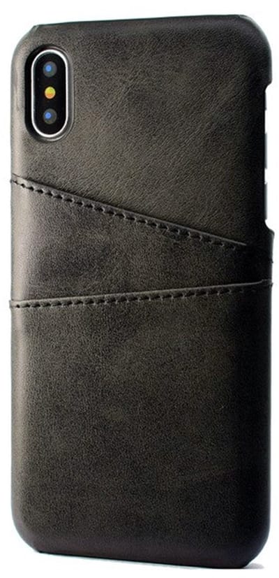 geschikt voor iPhone X/XS Pashouder Hoesje Leer - Telefoonhoesje van kunstleer met vakjes voor pasjes geschikt voor iPhone X/XS - Mobiq Leather Snap On Wallet hoesje geschikt voor iPhone X/XS zwart