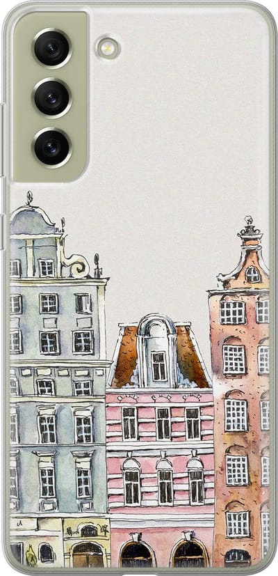 Leuke Telefoonhoesjes - Hoesje geschikt voor Samsung Galaxy S21 FE - Grachtenpandjes - Soft case - TPU - Print / Illustratie - Multi