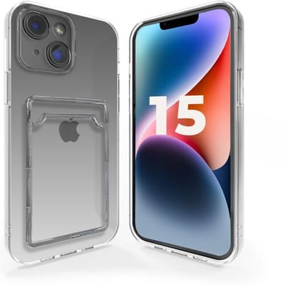 ShieldCase telefoonhoesje geschikt voor Apple iPhone 15 TPU hoesje met pasjeshouder - ruimte voor pasjes - transparant
