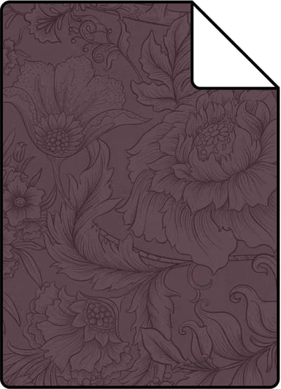 Proefstaal ESTAhome behang bloemmotief donker paars - 26.5 x 21 cm - 131855-S