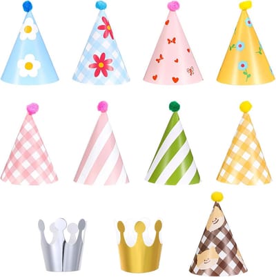 11-delige Verjaardagsfeest Hoedenset, 2 Kroon Hoeden en 9e Verjaardag Hoeden voor Feestdecoratie en Verjaardagsvieringen