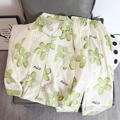 Dames Pyjama Set Kleurrijke Knoop Nieuw Koreaans Schattige Print Pijamas Set voor Dames Zacht Leuke Nachtkleding Loungewear Herfst Nachtkleding XXL beige