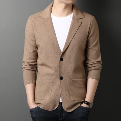 Lente Nieuw Dunne Gebreide Vest Heren Casual Gebreid Effen Veelzijdig Zakelijk Pak Heren Jas 3XL brown