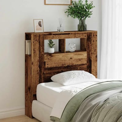 vidaXL - Hoofdeinde - met - LED - 100x18,5x103,5 - cm - bewerkt - hout - oud - hout