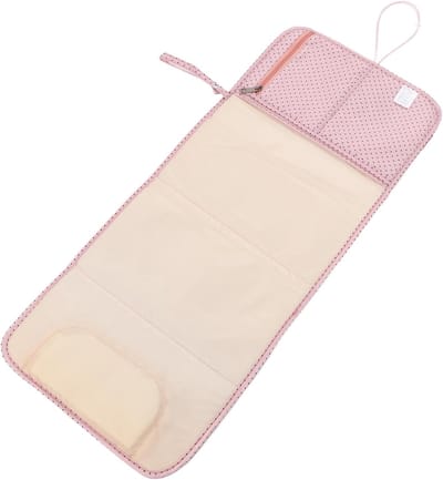 Draagbaar Babyverschoonkussen - Luierverschoonmat - Thuis en op Reis - Waterdicht Nylon Materiaal - 80x21cm Uitgevouwen - Roze Stippen
