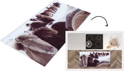 Keukenloper - Loper keuken - Paarden - Sneeuw - IJslander - 120x60 cm - Keukenloper vinyl