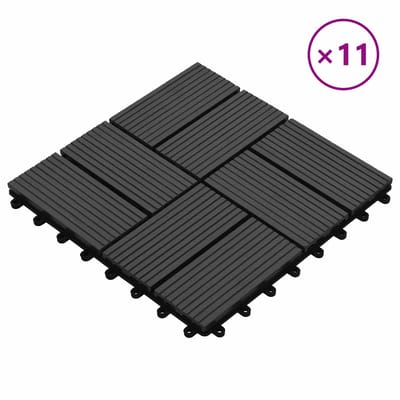 vidaXL - Terras - Tegel - 11 - st - Zwart - 30 - x - 30 - cm - WPC