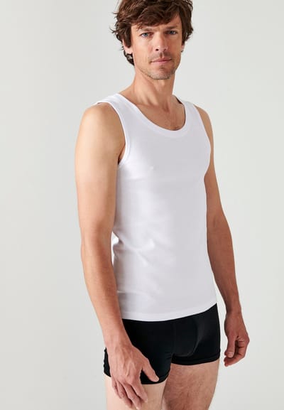 Damart - Set van 2 Essential tanktops van zuiver gekamd katoen - Heren - Wit - (86-93) S