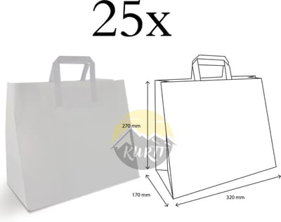KURTT - Papieren draagtas / papieren tassen 32x17x27cm wit, 25 stuks - met video