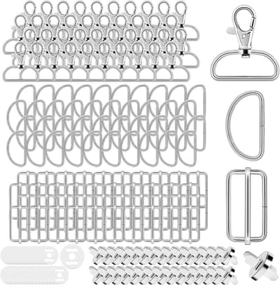 Verstelbare Sleutelhanger met D-ringen en Magnetische Sluiting voor Rugzak DIY Accessoires - 150 Stuks, 32mm, Zilver