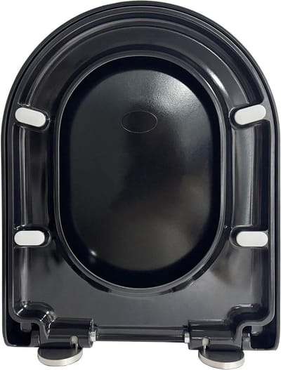 Toiletbril D-vorm - Zitting Deksel - Badkamer Vernieuwen - Soft-close Mechanisme - 36 x 46 cm - Zwart