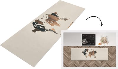 Keukenloper - Loper keuken - Wereldkaart - Boom - Natuur - 150x50 cm - Keukenloper vinyl