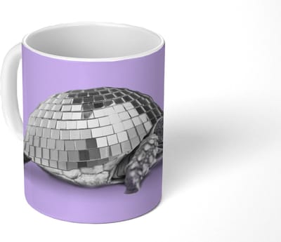Mok - Koffiemok - Schildpad - Discobal - Disco - Dier - Paars - Mokken - 350 ML - Beker - Koffiemokken - Theemok
