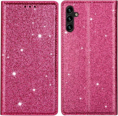 Coverup Hoesje - Geschikt voor Samsung Galaxy A54 Hoesje - Coverup Glitter Book Case - Roze