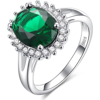 Bague Ronde Diamant Classique Mode Femme Zircon Mariage Cristal Vert Bijoux No. 10 black