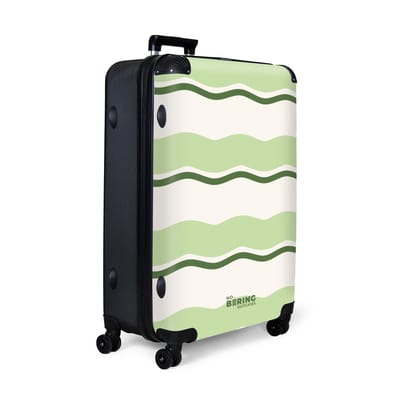 NoBoringSuitcases.com® - Koffer groot - Reiskoffer lichtgewicht - Golvende strepen in groene tinten - Rolkoffer met 4 wielen - Grote trolley XL - 98 liter bagage