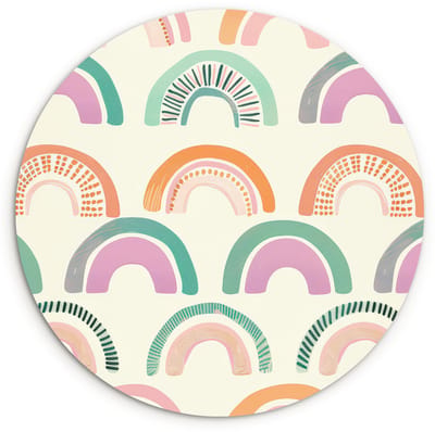 WallCircle® Wandcirkel 120x120 cm - Muurcirkel Regenboog - Pastel - Patroon - Muurdecoratie woonkamer - Wanddecoratie slaapkamer - Kamer decoratie accessoires - Ronde schilderijen XXL