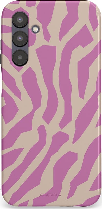 Casetastic hoesje geschikt voor Samsung Galaxy A25 - Dubbellaagse bescherming - Zebra Roze Magenta Flow - Fashion Case - Lila Zand