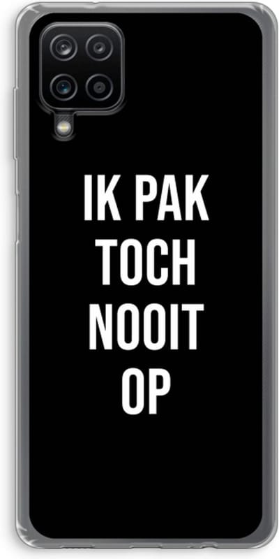 Case Company® - Hoesje geschikt voor Samsung Galaxy A12 hoesje - Ik pak nooit op - Zwart - Soft Cover Telefoonhoesje - Bescherming aan alle Kanten en Schermrand