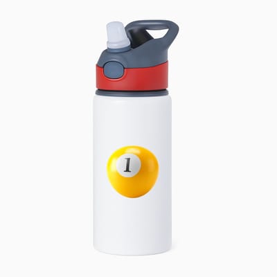 Hacebo® - Biljartbal waterfles met rietje rood - Biljart - biljarters - Snooker - poolen - nummer 1 - water fles - 650ML