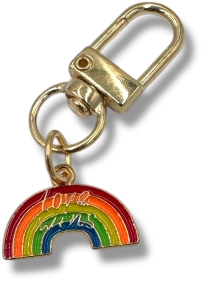 Regenboog Sleutelhanger – Love Wins – Goudkleurig – Metaal