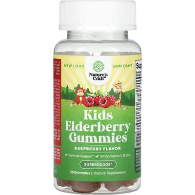 Nature's Craft, gommes de sureau pour enfants, framboise, 30 gommes