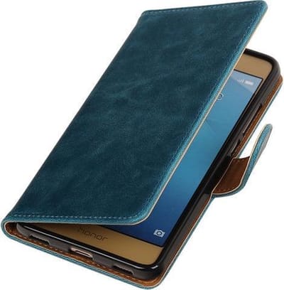 Blauw Pull-Up PU booktype wallet hoesje voor Huawei Honor 5c