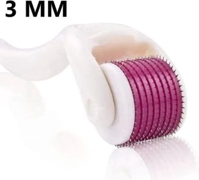 Derma Roller 3 MM I Dermaroller I Dermarolling I 540 Naalden| Baardroller I Stimuleert Haar en Baardgroei I Gezichtsverzorging | Huidverzorging I Wit
