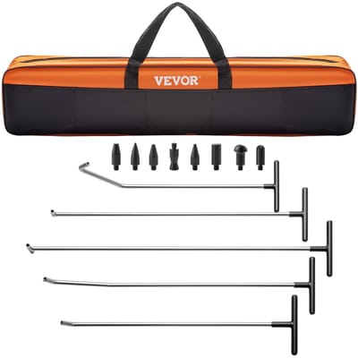 Kit de réparation de bosses à tiges, Outil de réparation de bosses sans peinture 13 pièces, Tiges de bosses en acier inoxydable 5 pièces, Têtes de tapotement 8 pièces, Outil professionnel de réparation de bosses de grêle pour