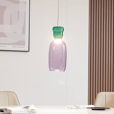 Lucande LED hanglamp Fay, paars/donkergroen, glas, Ø 15 cm