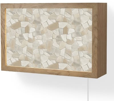 Wandlamp 30x20 cm - Oplaadbaar - Mozaïek - Stenen - Beige - Wandlampen binnen woonkamer - Slaapkamer lamp met kabel - Decoratieve nachtlamp - Vloerlamp snoer
