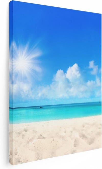 Artaza Canvas Schilderij Zeezicht - 30x40 cm - Klein - Wanddecoratie Strand - Muurdecoratie Woonkamer - Kamer Accessoires Blauwe Zee