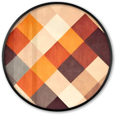 Poster in lijst Rond - Fotolijst 60x60 cm - Posters - Kunst - Patroon - Kleuren - Vakjes - Ronde posterlijst zwart - Decoratie - Wanddecoratie woonkamer - Muurdecoratie slaapkamer