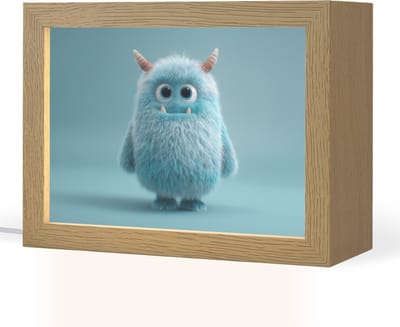 Nachtlampje 20x15 cm - Kinder lampje - Monster - Blauw - Tafellamp kinderkamer - Slaapkamer lamp - Bedlamp kinderen - Kinderlampje stopcontact - Wandlamp babykamer - Nachtlampjes