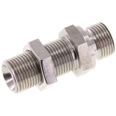 G 3/8'' RVS Schotdoorvoer Borstnippel 325 Bar - Hydrauliek - FL2S-M-S-038G-BI