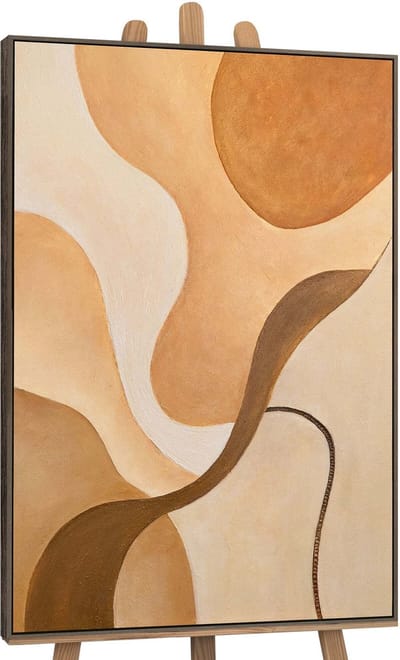 Canvas schilderij 120x80 cm handgeschilderd kromming van de horizon – YS-Art Gallery – Lijst: Grijs – Luxe wanddecoratie